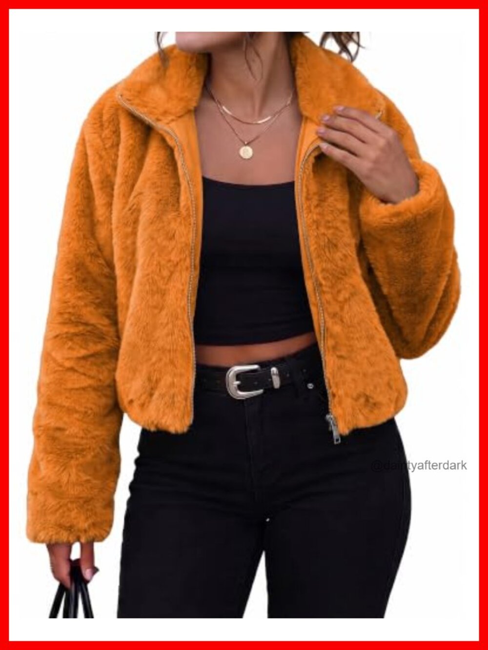 Faux Fur Cropped Jacket Womens Zip Up Fuzzy Winter Coat